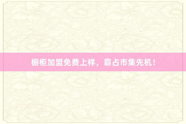 橱柜加盟免费上样，霸占市集先机！